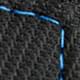 Zwart met blauwe stiksels